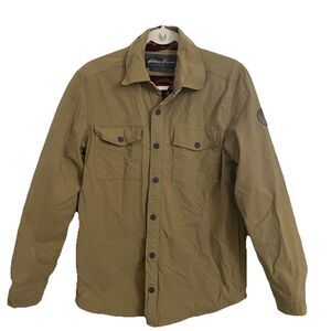 Eddie Bauer Jacket Mens Small Tan Fleece Lined Aztec Print Warm Casual Outdoor